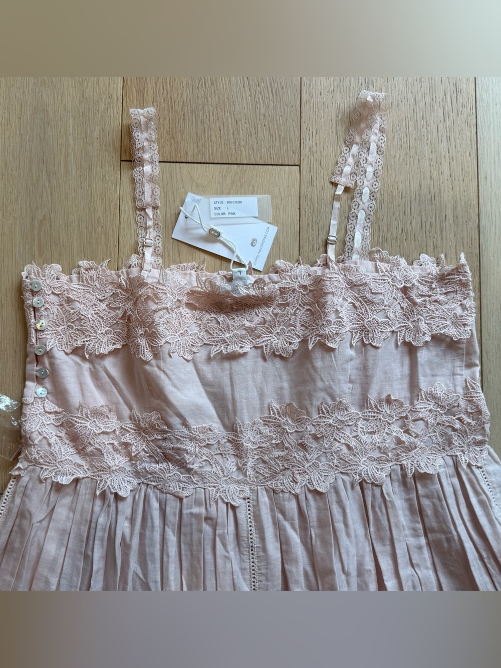 Caroline Constas Blush Pink Floral Embroidered Maxi Dress – Size L – NWT - Picture 5 of 6